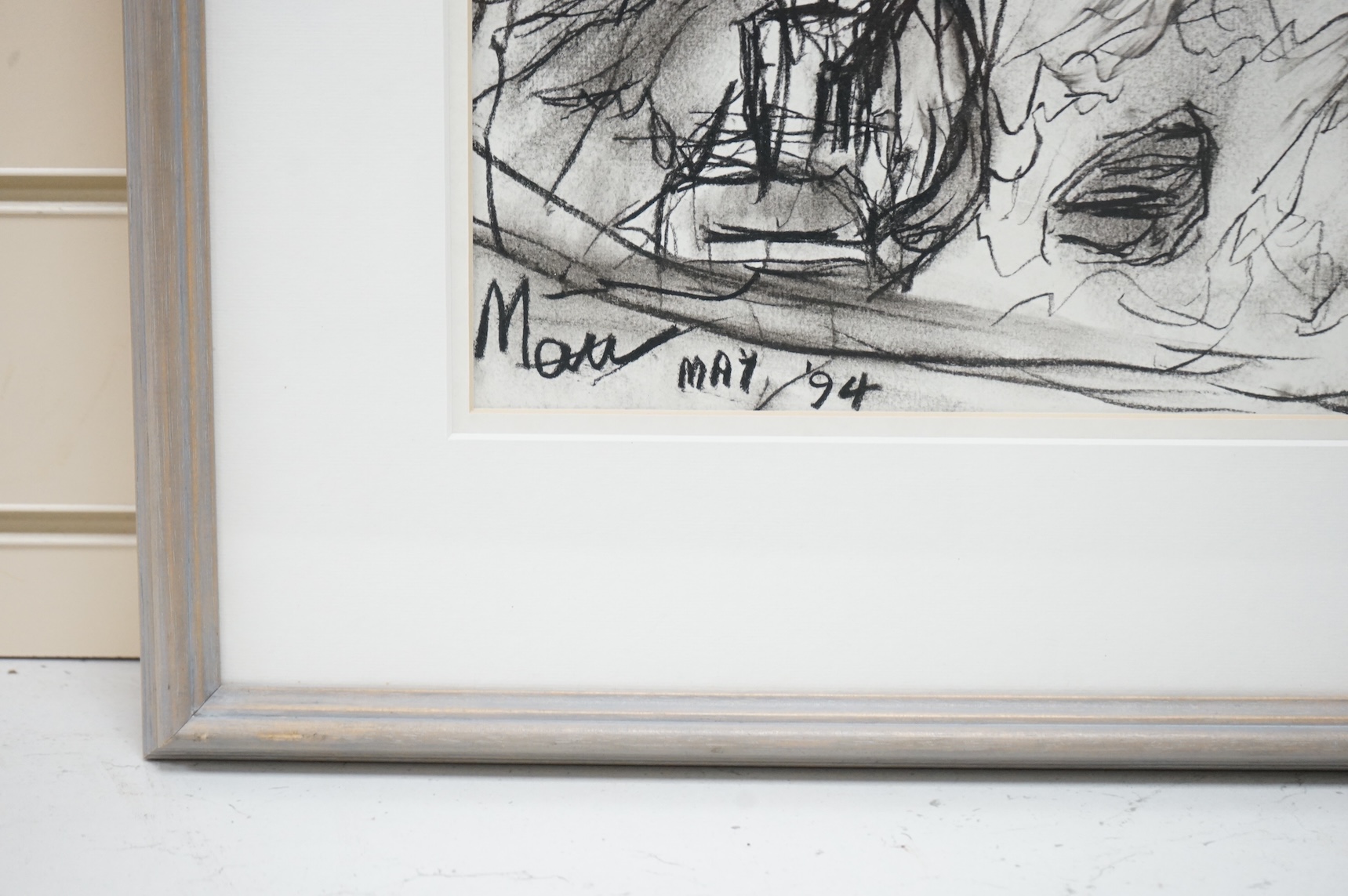 Leslie Marr (1920-2021), ‘Quiberon harbour, 1994’, signed and dated, details vero, conte crayon on paper, 35 x 50cm